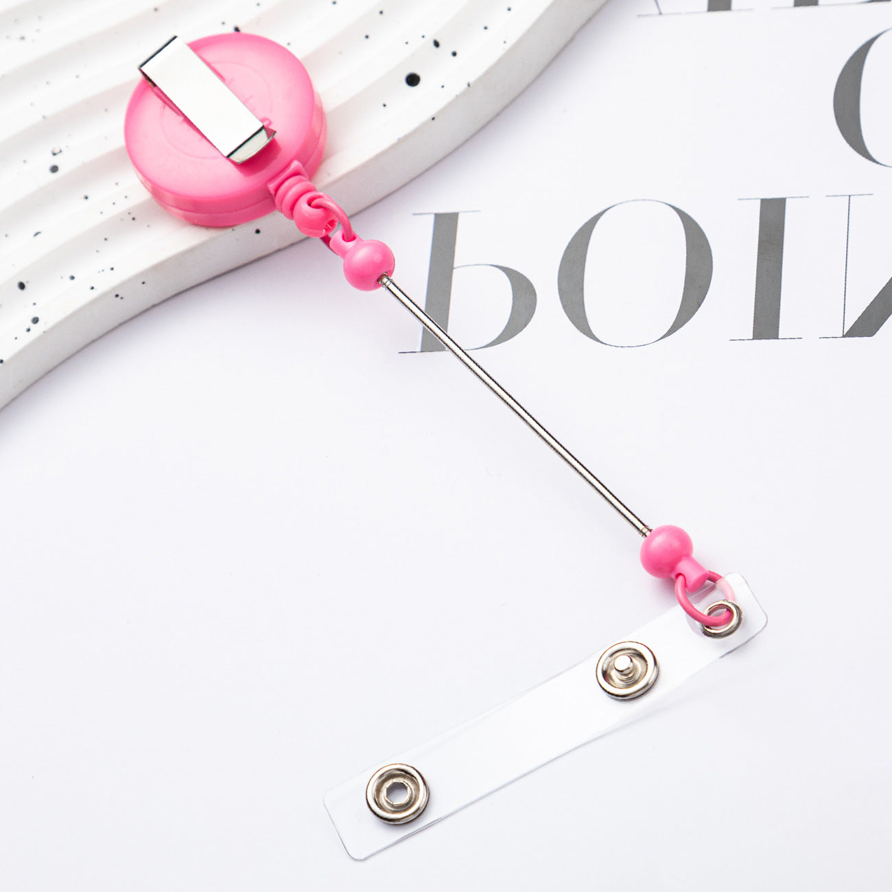 Wholesale Badge Reels DIY Beadable Bar  Retractable Keychain